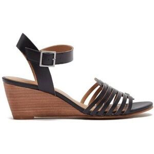 Susina | Terra Wedge Sandals Black Leather NEW